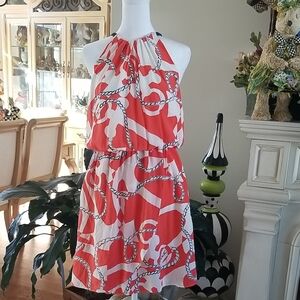 Red and White Halter Dress